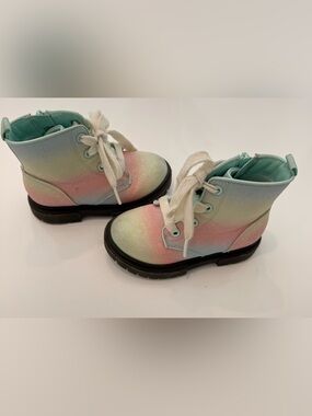 Cat & Jack Pastel Ombre Glitter Lace-Up Boots - Mint, Pink, Blue